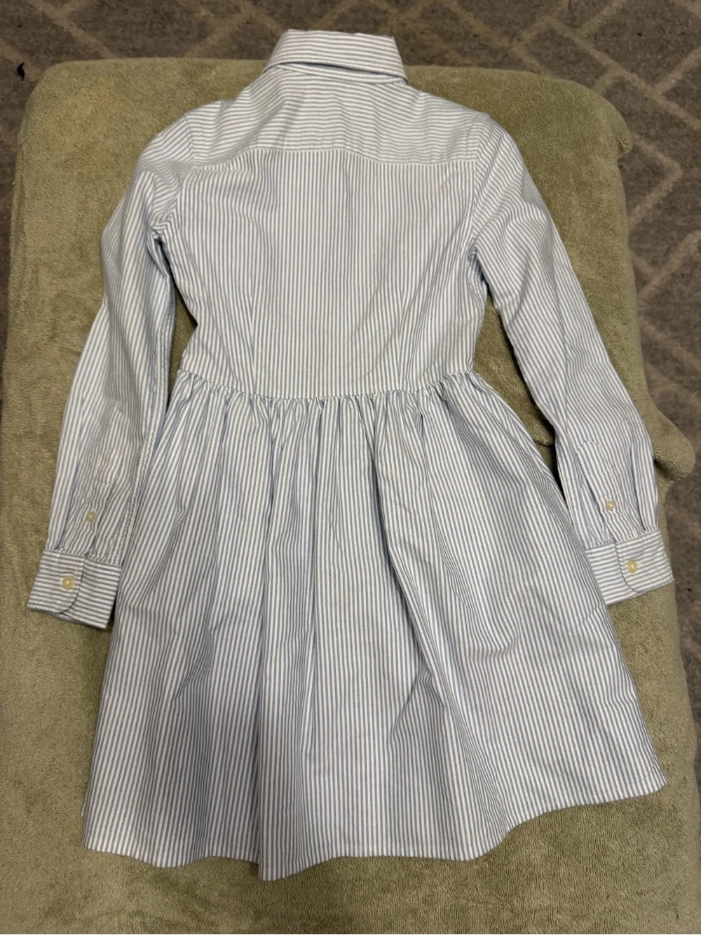 Ralph Lauren Light Blue & White Stripe Cotton Shirt Dress for Kids